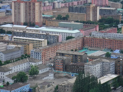 Looking down on building from Juche Tower.