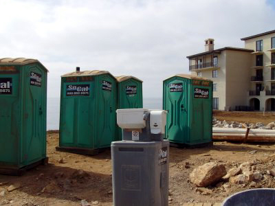 The new accommodations include toilets and a sink!