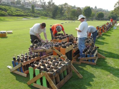 The crew wires the grand finale.
