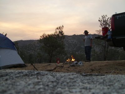 Camping alone.