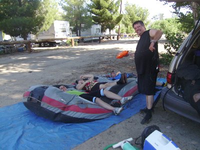 The ceremonial deflating of the raft.