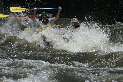 The raft gets drenched...