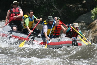 Miraculously, we don't flip and everyone stays in the boat.