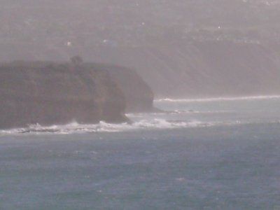 Waves pounded against the cliffs near the nude beach.