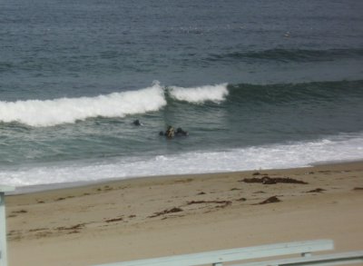 Newbies enter through the surf.