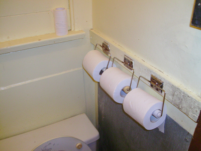 The toilet paper at Walker’s Cafe comes in rough (40 grit), medium and soft.