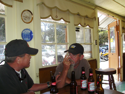 Ed and a Biker at Walker’s Cafe