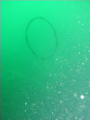 I came across a submerged hoola hoop, that was anchored in 35 feet of water…