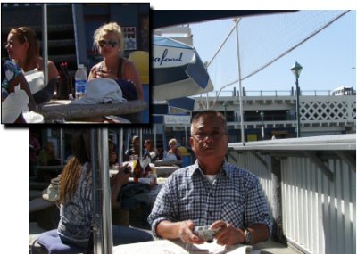 Hot chicks sit at Quality Seafood