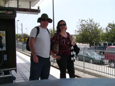 Jane and I wait for the Blue Line.