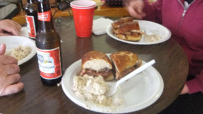 Pulled Pork, Potato salad and Budweiser